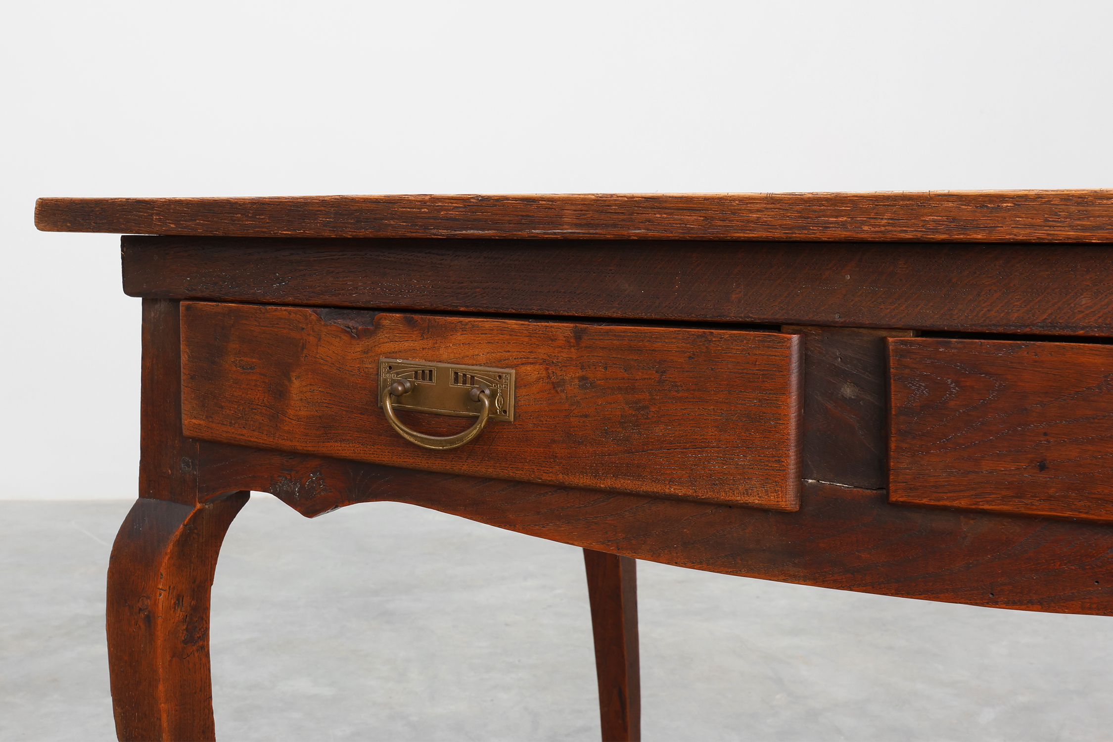 French Provincial Oak Table with Two Drawers, France, 19th Centurythumbnail